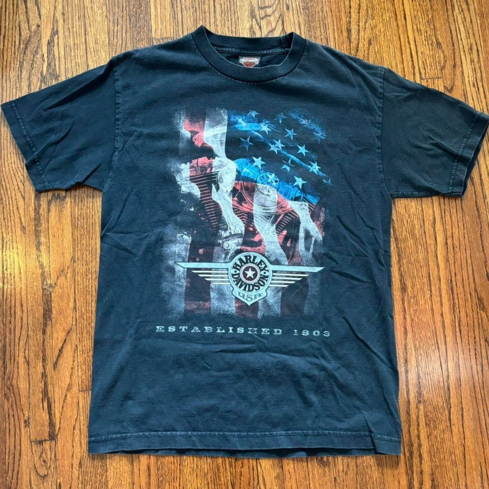 Harley-Davidson Black Graphic T-Shirt, Size medium
